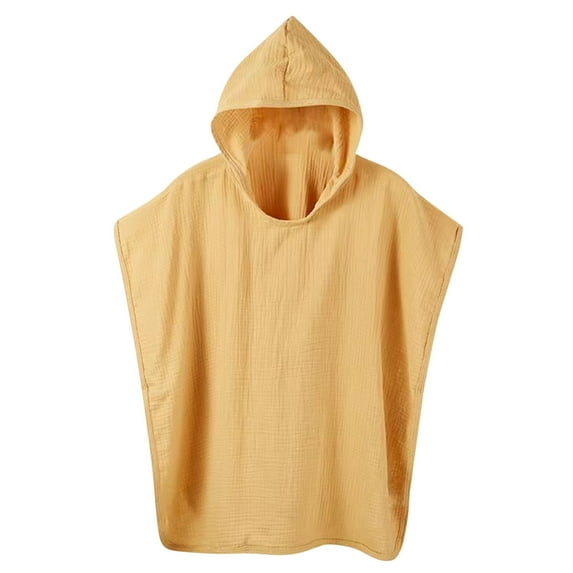 breaise Kids Hooded Poncho Towels Toddler Baby Cotton Linen Bath Towels Lightwight Cute Pullover Towel for Bath, Beach, Pool Orange