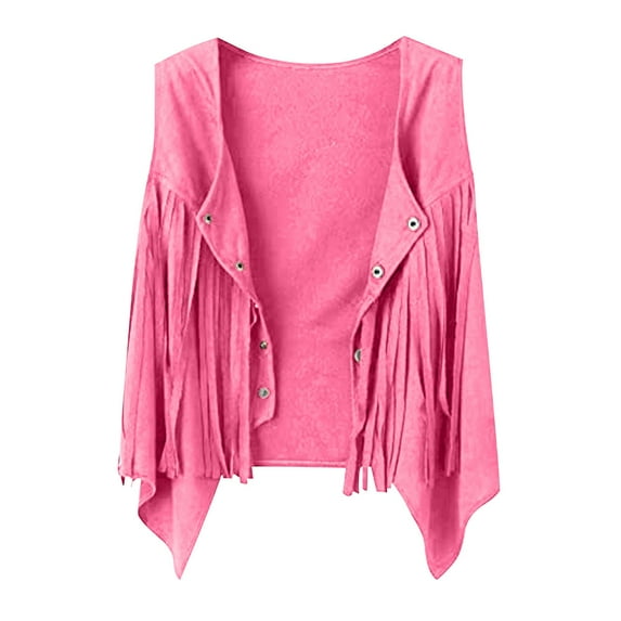 breaise Kids Open Front Suede Fringe Vest 79s Faux Tassels Jacket Cardigan Hippie Vest Sleeveless Cowgirl Sleeveless Tassels Coats