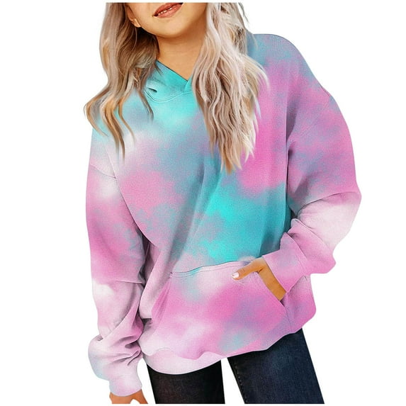 breaise Kids Tie Dye Sweatshirts Boys and Girls Loose Casual Hoodies Long Sleeve Pullover Hooded Sweatshirt With Pockets