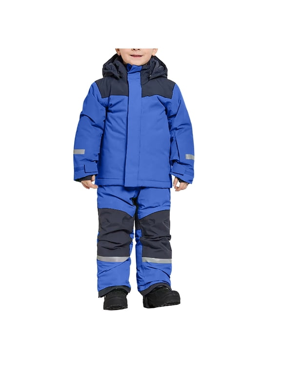 Kids Winter Snowsuit Coat Romper Boys Girls Waterproof Snow Suit Solid Cozy Heavyweight Outwear 1-15Years