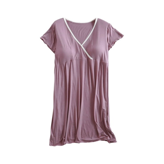 breaise Labor/Delivery/Hospital Gown Nursing Dress Maternity Nightgown Short Sleeve Breastfeeding Sleepwear for Hospital Short Breastfeeding Nightgown