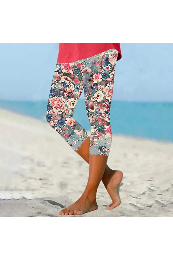 Leggings for Women Knee Length High Waisted Tummy Control Capris Lightweight Stretch Butt Lifting Tights