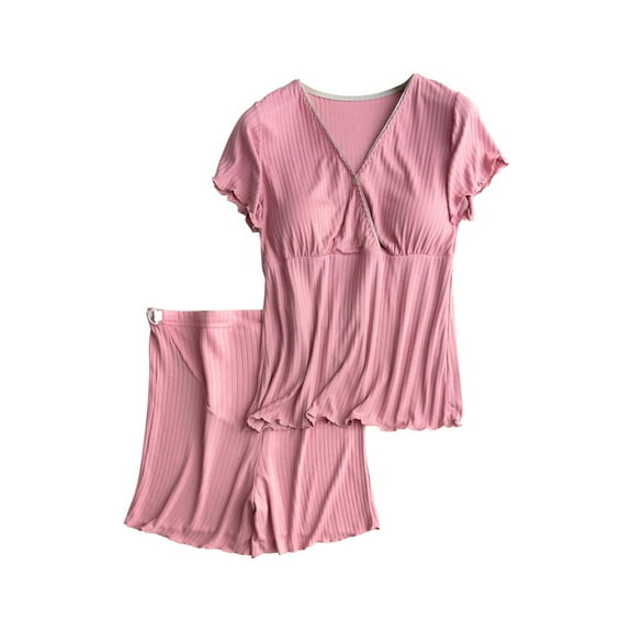 breaise Women's Maternity Nursing Pajamas Set Breastfeeding Sleepwear Short Sleeve Top & Shorts Pregnancy PJS Postpartum Pajamas Breastfeeding Pregnancy Clothes