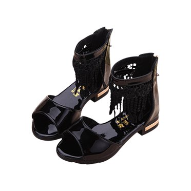 Girls' Red Diamante Low Heel Sandals – Party Shoes With Hook & Loop Fasteners