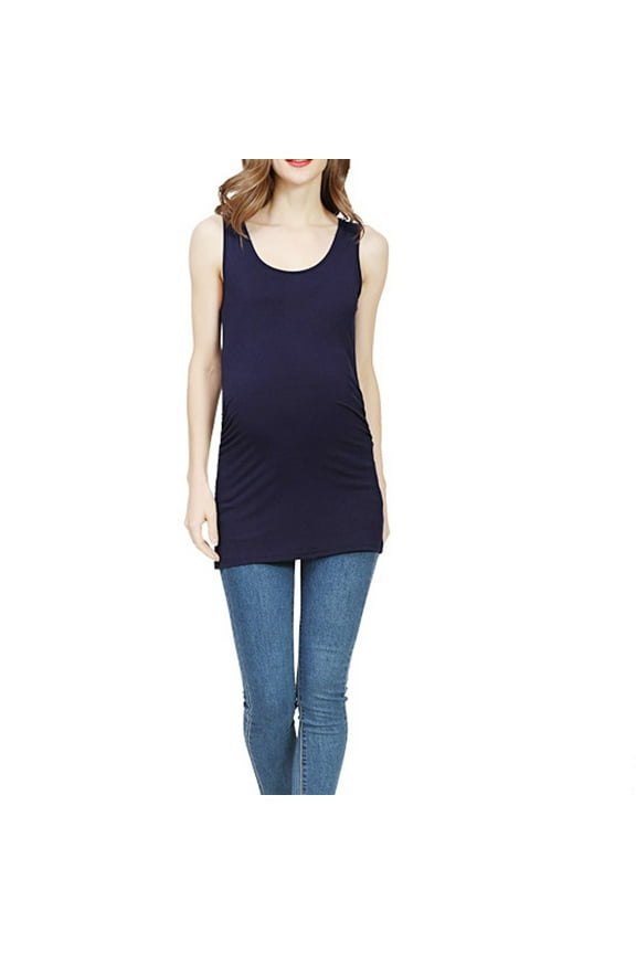 Long Maternity Tank Top for Women Ruched Pregnancy Nursing Tops Athletic Yoga Shirts 2025 Sleeveless Casual Scoop Neck Pumping Shirts Trendy Clothes