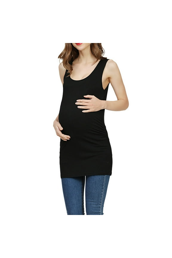 Long Maternity Tank Top for Women Ruched Pregnancy Nursing Tops Athletic Yoga Shirts 2025 Sleeveless Casual Scoop Neck Pumping Shirts Trendy Clothes
