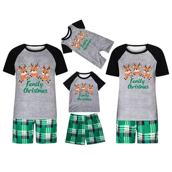 breaise Matching Christmas Pajamas for Family Short Sleeve Tops and Plaid Shorts Loungewear Holiday Xmas Jammies PJ's Sets