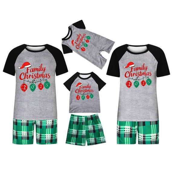 breaise Matching Family Christmas Pajamas Merry Xmas Short Sleeve Christmas Pajamas for Family Tees and Shorts