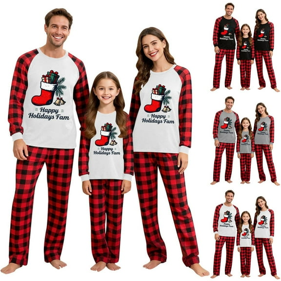 breaise Matching Family Christmas Pajamas Set,Long Sleeve Comfy Loungewear for Couples, Men, Women