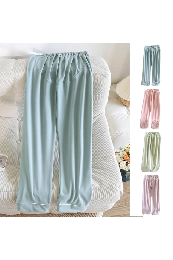 Maternity Fluffy Pajama Pants for Women Fuzzy Fleece Flannel Cozy Drawstring Lounge Pant With Pockets Winter Warm Pj Bottoms
