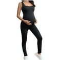thumbnail image 1 of breaise Maternity Jumpsuits for Women Spaghetti Straps Summer Scoop Neck Bodycon Tummy Control Yoga Workout Unitard Romper Bell Bottoms, 1 of 6