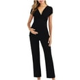 thumbnail image 1 of breaise Maternity Jumpsuits for Women Summer Short Sleeve V Neck Maternity Overalls Sleeveless Wide Leg Bid Overalls Rompers Solid Jumpsuits, 1 of 4