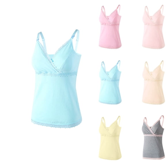 breaise Maternity Lace Tank Top V Neck Sleeveless Breastfeeding Cami Shirts Pregnant Women Summer Babydoll Tops