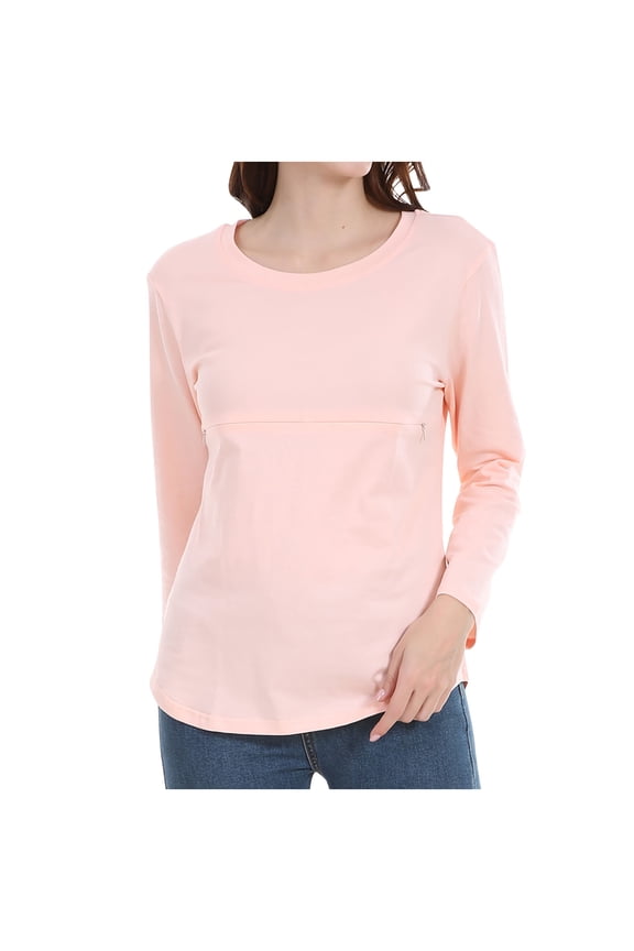 Maternity Shirts for Breastfeeding, Women's Long Sleeve Maternity Tops Plus Size Tunic Shirt Casual Pregnancy Blouse