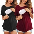 thumbnail image 1 of breaise Maternity Tops for Womens Breastfeeding Tunics Crewneck Short Sleeve Nusring Blouse Tshirt Comfy Soft Pregnancy Shirts Mama Postpartum Clothes S-2XL, 1 of 9