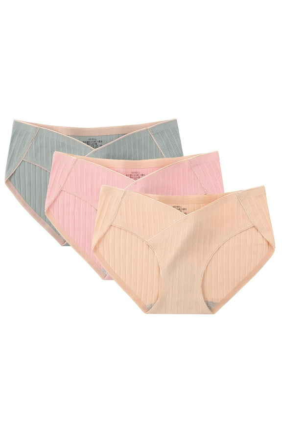 Maternity Underwear Seamless, Pregnancy Postpartum Panties Under Bump Maternity Underwear 3PC Cozy Cotton Panties