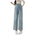 thumbnail image 1 of breaise Maternity Wide Leg Jeans Women Over The Belly Casual Ankle Pants Pregnancy Straight Leg Work Trousers with Pockets XL Light Blue, 1 of 5
