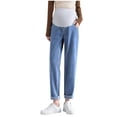 thumbnail image 1 of breaise Maternity Wide Leg Jeans Women Straight Leg Stretchy Pregnancy Jeans Loose Fit Bootcut Denim Work Pants XL Blue, 1 of 5