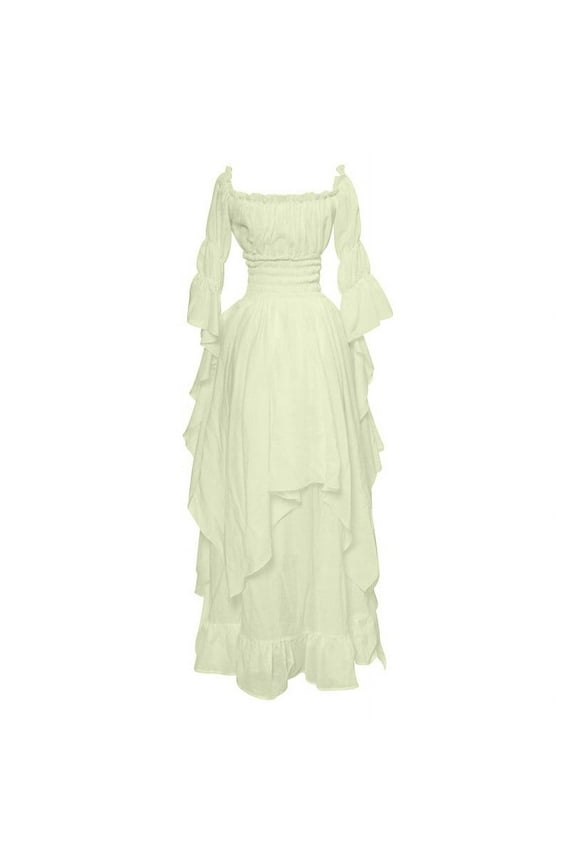 Maxi Dresses for Women 2024 Medival Renaissance Long Dress Plus Size Flare Sleeve Irish Over Gown Gothic Witch Dress Medieval Wedding Dress