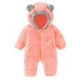 thumbnail image 1 of breaise Newborn Baby Bear Outfit With Fold-Over Mittens and Footies Girls Boys Winter Fleece Clothes Hooded Romper Snowsuit, 1 of 7