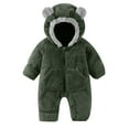 thumbnail image 1 of breaise Newborn Baby Bear Outfit With Fold-Over Mittens and Footies Girls Boys Winter Fleece Clothes Hooded Romper Snowsuit, 1 of 8