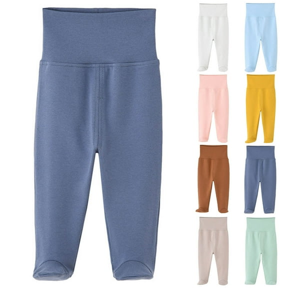 breaise Newborn Infant Baby Boys Girls Footed Pants Soft Cotton High Waist Pant Casual Leggings with Feet