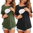 thumbnail image 1 of breaise Nursing Shirts for Womens Breastfeeding Pregnancy Tunics Short Sleeve Maternity Tops Double Layer Pullover Crewneck Pregnant Tunic Tee Postpartum Clothes S-2XL, 1 of 9