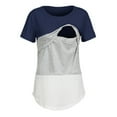 thumbnail image 1 of breaise Nursing Tshirt Color Block Maternity Short Sleeve Tunic Top for Breastfeeding Shirts Pregnancy Blouse Postpartum Clothes with Pocket S-2XL, 1 of 4