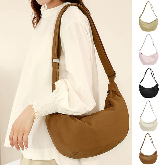 breaise Nylon Crescent Crossbody Bag for Women Purses Trendy Small Travel Sling Bag Hobo