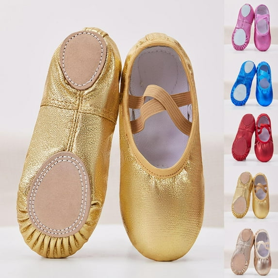breaise PU Leather Ballet Shoes Kids Belly Slippers Dance Shoes Boys Girls Split-Sole Gymnastics Flat