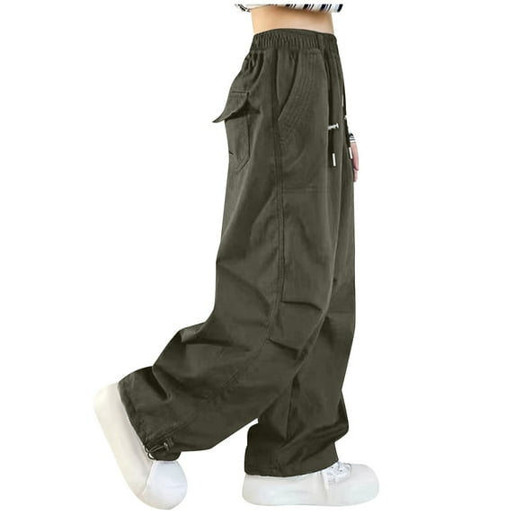 breaise Parachute Pants for Boy, Cargo Pants Girl Baggy, Y2K High Waist Wide Leg Baggy Jogger Pants Hip Hop Dance Trouses