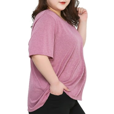 breaise Plus Size Tunic for Women Maternity Short Sleeve Clothes Loose Fit Clothing Flowy Shirts Summer Tops