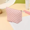 thumbnail image 1 of breaise Puffer Quilted Makeup Bag with Handle, Cute Puffy Cotton Cosmetic Bags for Women, Checkered Toiletry Zipper Pouch, Travel Essentials Storage Organizer Clutch Pouches Pencil Case, 1 of 3