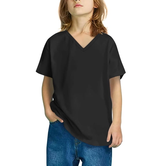 breaise Shirts for Kids Todder Summer Short Sleeve T-Shirts Baby Girls Boys V-Neck Tops Basic Solid Pullover Tee Shirts