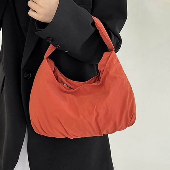 breaise Slouchy Tote Bag Cute Nylon Solid Pleated Handbag Women Travel Casual Shoulder Satchel Bag