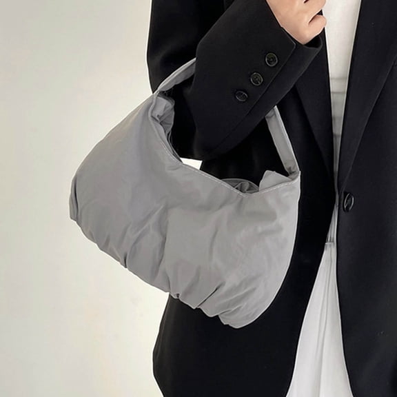 breaise Slouchy Tote Bag Cute Nylon Solid Pleated Handbag Women Travel Casual Shoulder Satchel Bag