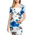 thumbnail image 1 of breaise Solid Color & Floral Side Ruch Maternity Dress Crew Neck Bodycon Dress Short Sleeve Baby Shower Dress Casual Lounge Pregnancy Dress Daily Wear, 1 of 6