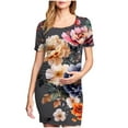 thumbnail image 1 of breaise Solid Color & Floral Side Ruch Maternity Dress Crew Neck Bodycon Dress Short Sleeve Baby Shower Dress Casual Lounge Pregnancy Dress Daily Wear, 1 of 6