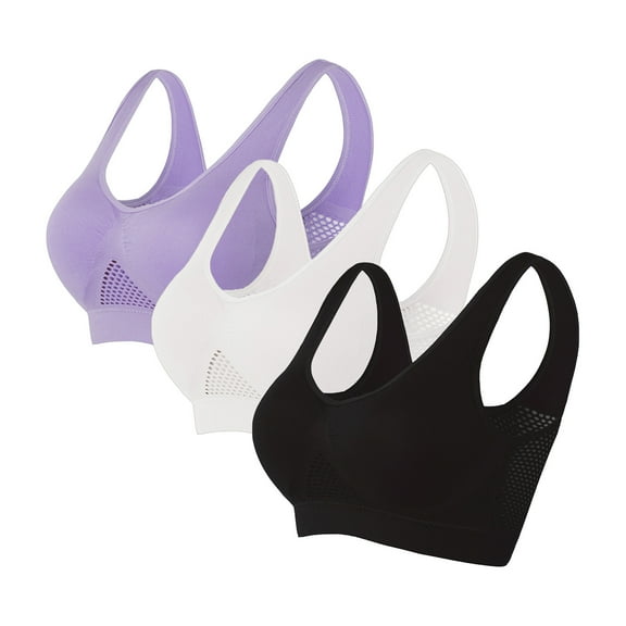 breaise Sports Bras for Women 3 Pack Seamless Comfortable Yoga Bra Large Bust High Impact Sports Bras High Support No Underwire Fitness T-Shirt Yoga Bras