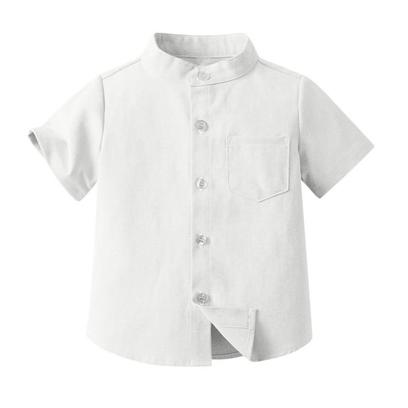 breaise Summer Toddler Baby Boys Henley Shirt Short Sleeve Buttons Casual Blouse Tops Formal Dress Shirt