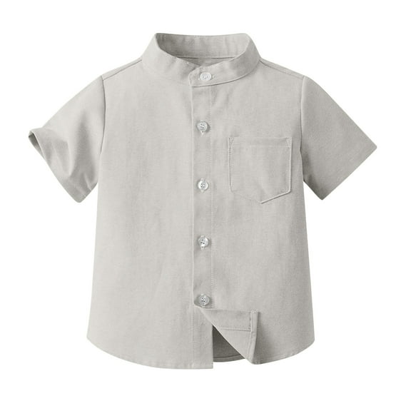 breaise Summer Toddler Baby Boys Henley Shirt Short Sleeve Buttons Casual Blouse Tops Formal Dress Shirt