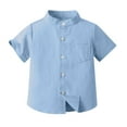 thumbnail image 1 of breaise Summer Toddler Baby Boys Henley Shirt Short Sleeve Buttons Casual Blouse Tops Formal Dress Shirt, 1 of 2