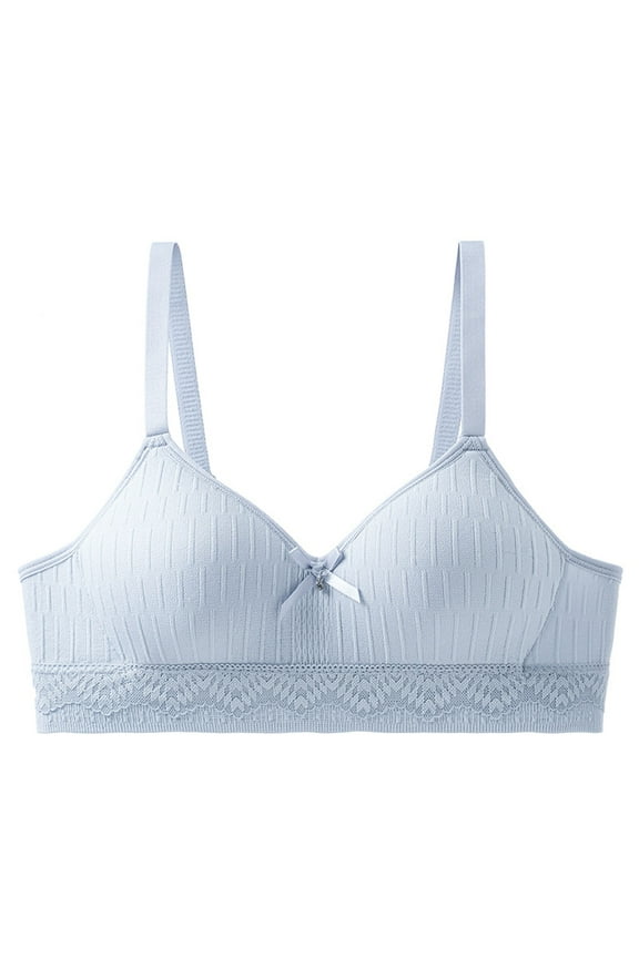 Teen Girls Cotton Breathable Sports Bra Wire Free Push up Running Bra Solid