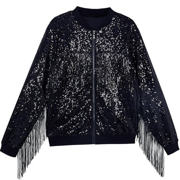 breaise Tessel Sequin Jacket for Kids Boys Girls Sparkly Bomber Jackets Trendy Zipper Shiny Coat Ladies Glitter Birthday Party Holiday Clothes