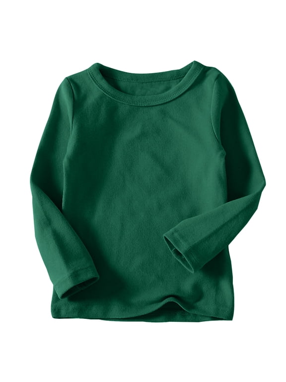 Toddler Baby Boy Girl Tshirt Basic Solid Plain Cotton T Shirts Tops Kids Fall Long Sleeve Tee Shirt Girls Clothes