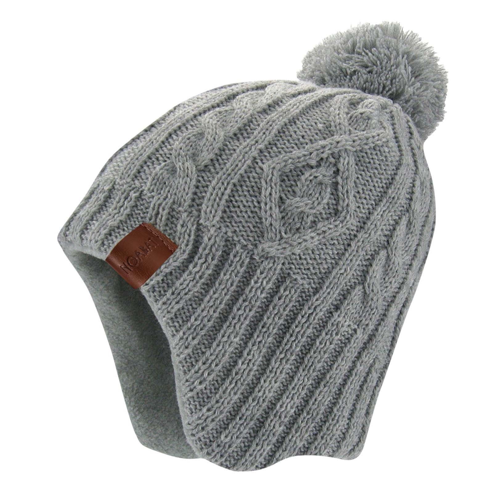 Home Prefer Kids Winter Beanie Hat With Earflaps - Fleece Lined Knit Hat For Toddlers & Children
