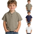 thumbnail image 1 of breaise Toddler Boys Short Sleeve Henley Shirt Casual School Unform Shirts Basic Solid Color Tee Tops, 1 of 8