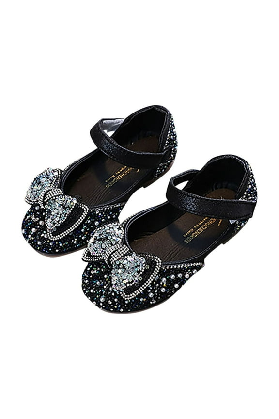 Toddler Dress Shoes Mary Jane Ballet Flats Sparkly Bow Little Kid Girls Wedding Party Shoes