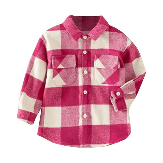 breaise Toddler Flannel Plaid Shirt Cute Button Down Long Sleeve Casual Shackets Fall Jacket Little Kids Boys Girls Shirts Coats 3-8 Years