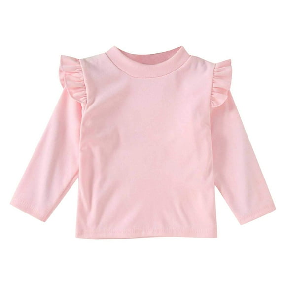 breaise Toddler Girl Ruffle Long Sleeve T-Shirt Fall Warm Fleece Shirt Cozy Pullover Blouses